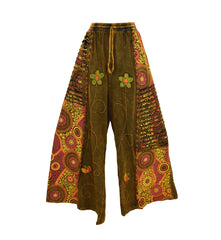 Wide Leg Embroidered Trousers