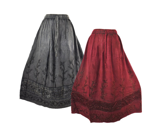 Embroidered Viscose Skirt