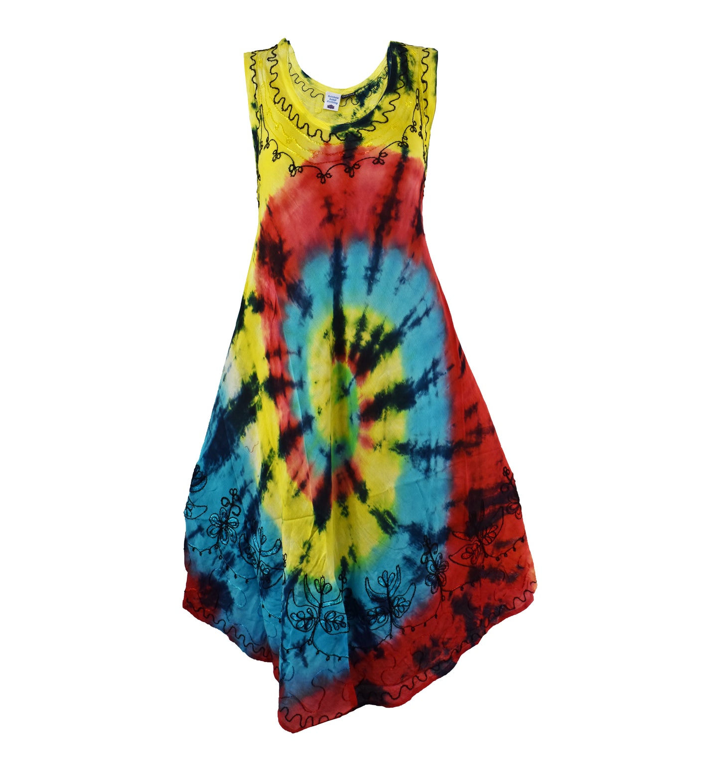 Embroidered Tie Dye Umbrella Dress