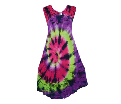 Embroidered Tie Dye Umbrella Dress