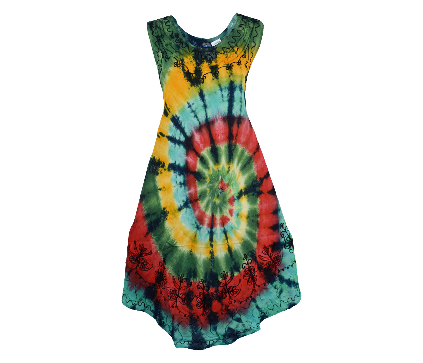 Embroidered Tie Dye Umbrella Dress