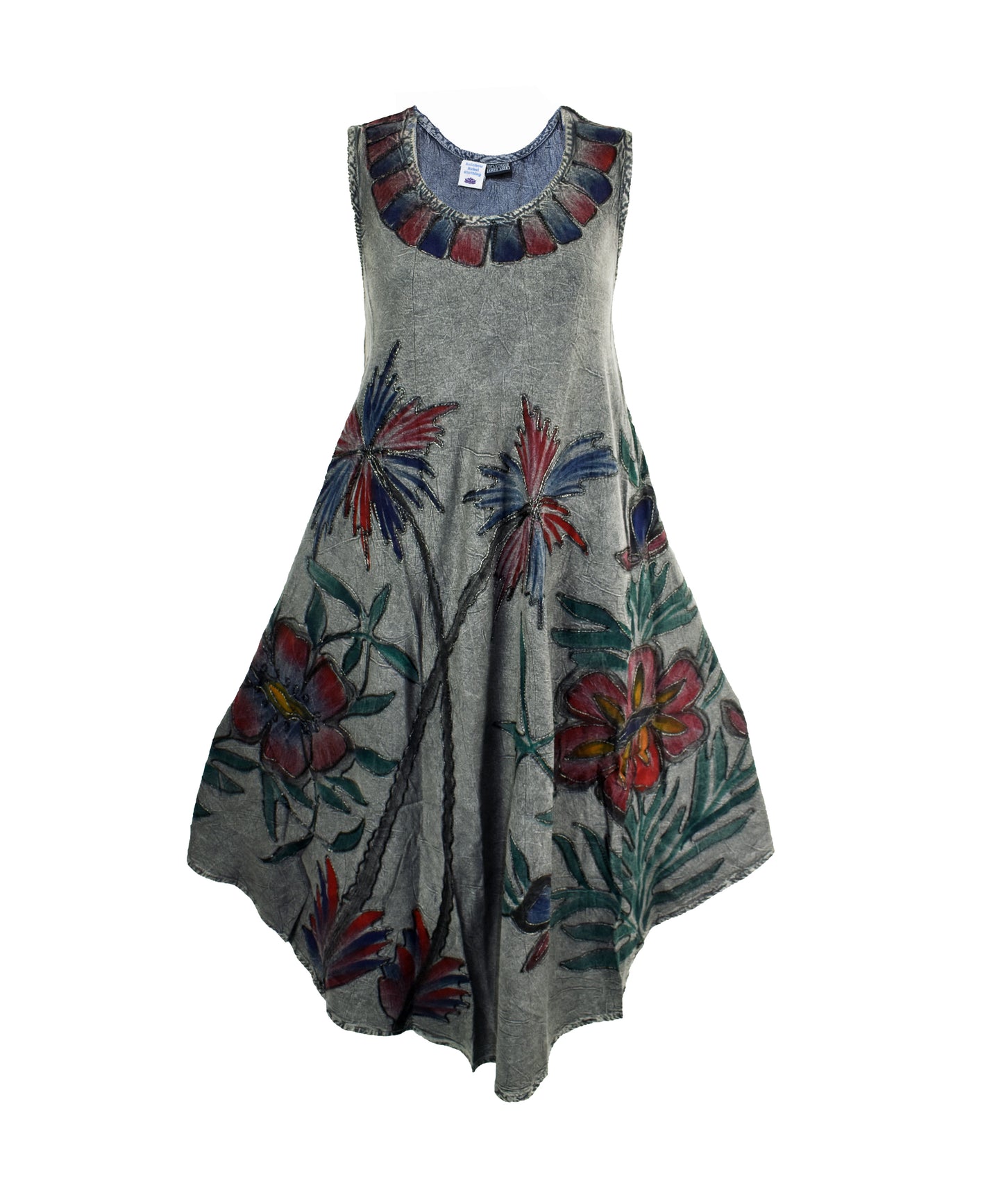 Printed Embroidered Umbrella Dress