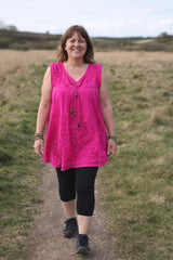 Embroidered Viscose Tunic Top