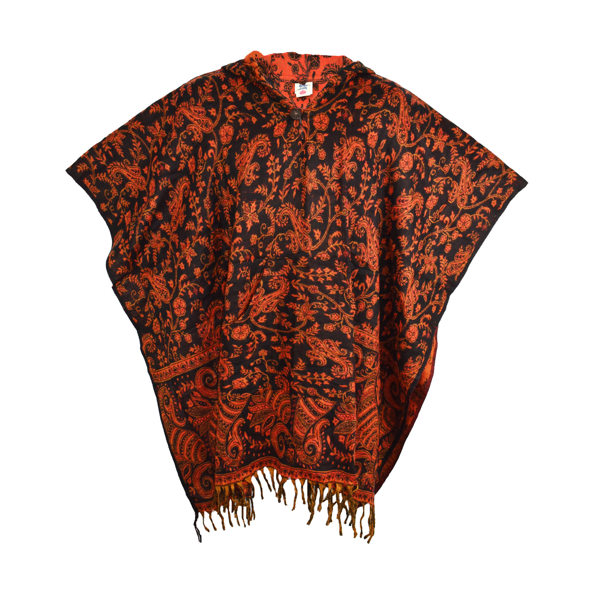 Paisley Flower Pattern Acrylic Fleece Poncho