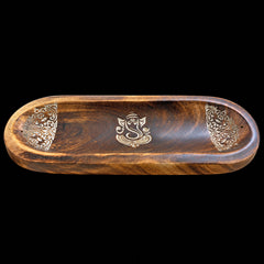 Large Wooden Incense Ash Catcher - Ganesh