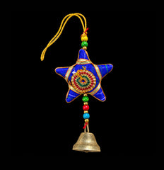 Handmade Fabric and Papier Mâché Hanging Stars x 5 set