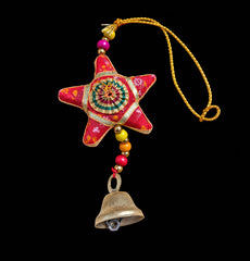 Handmade Fabric and Papier Mâché Hanging Stars x 5 set