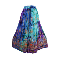 Gold Print Tie Dye Rayon Indian Skirt