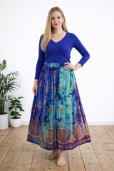 Gold Print Tie Dye Rayon Indian Skirt