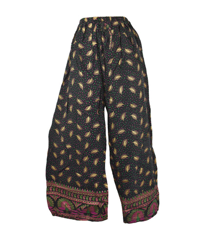 Feather Print Gold Rayon Trousers