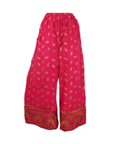 Feather Print Gold Rayon Trousers