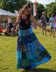 Patchwork Overdyed Cotton Skirt