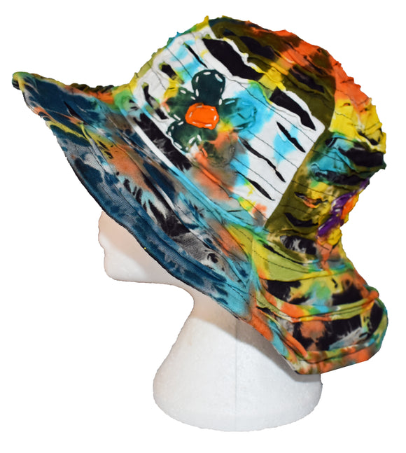 New Razor Cut Tie Dye Wide Brim Hat