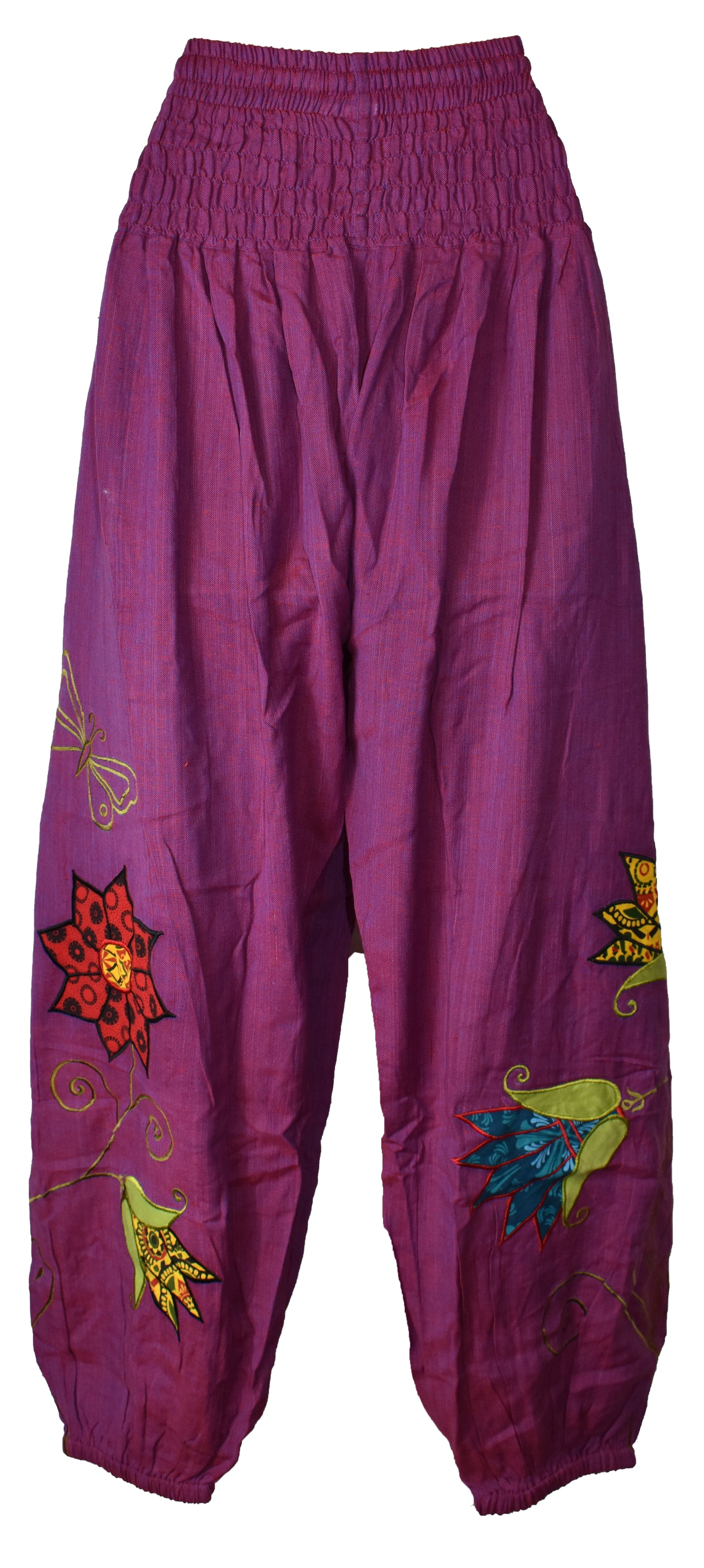 Hippy Butterfly & Flower Pattern Cotton Trousers