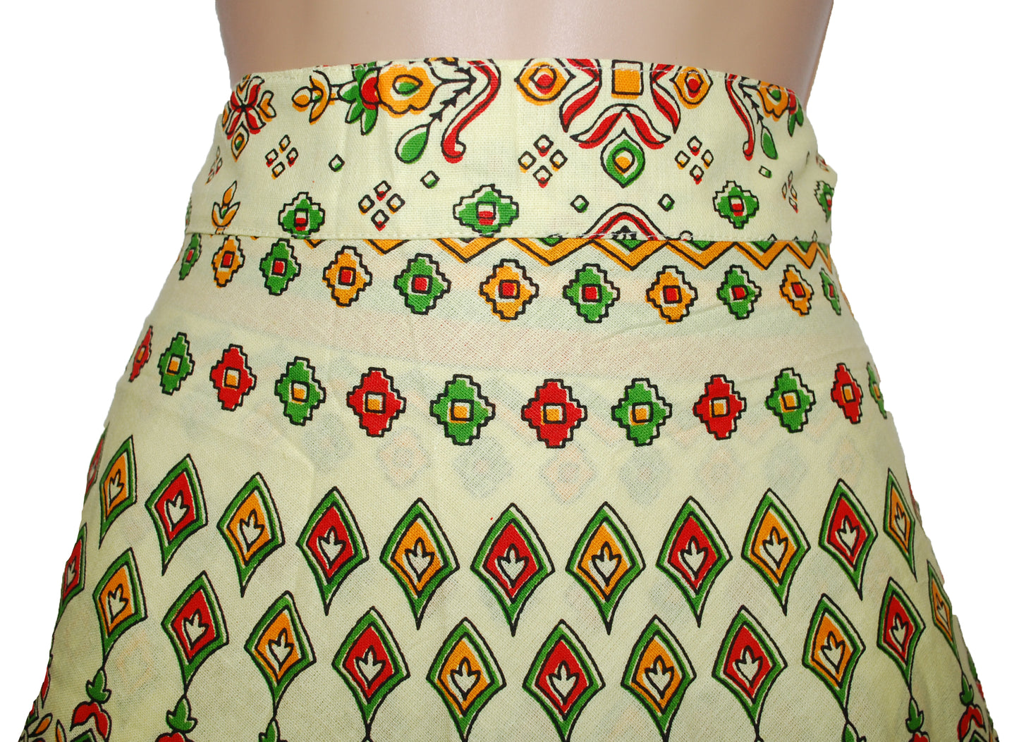 Hand Printed Flowers Cotton Wrap Skirt