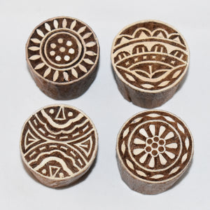 Set of Indian Wooden Printing Block - 4 x Circles