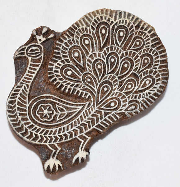 Indian Wood Printing Block - Peacock