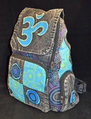 Stonewashed Cotton Om Back Pack Bag