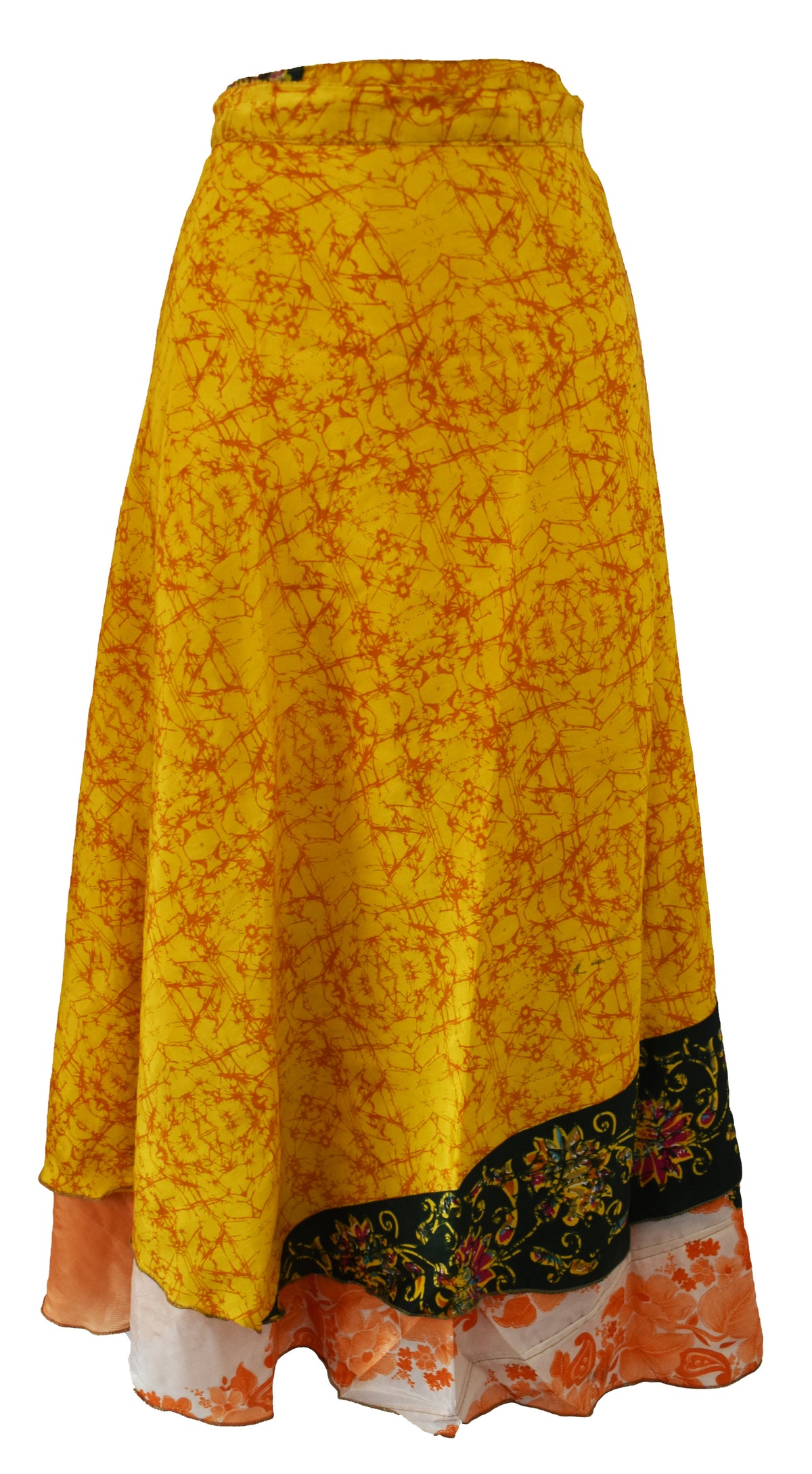 Sari Silk Wrap Skirt M 48"