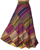 Striped Cotton Patchwork Wrap Skirt