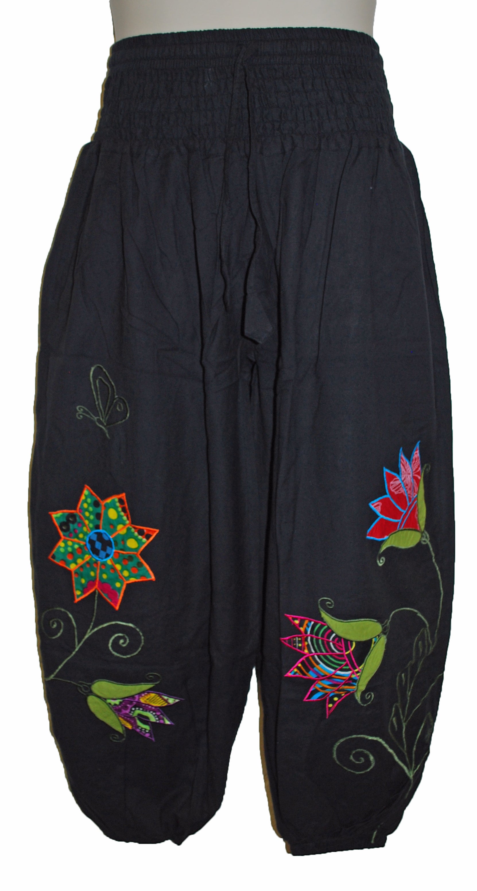 Hippy Butterfly & Flower Pattern Cotton Trousers