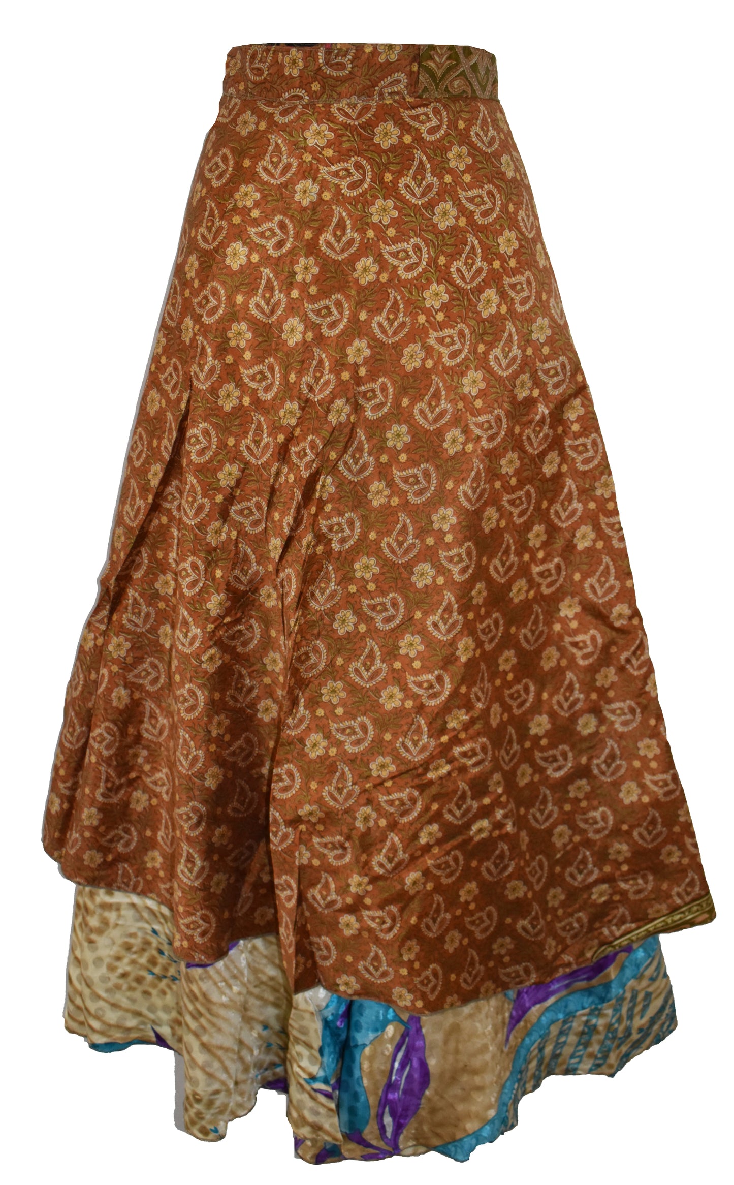 Sari Silk Wrap Skirt S 42"