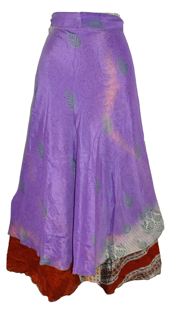 Sari Silk Wrap Skirt M 48