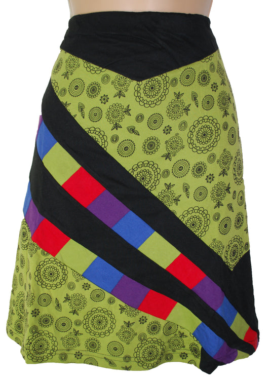 Patchwork Striped Cotton Skirt