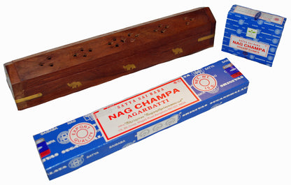 Nag Champa Incense and Elephant Burner Gift Set