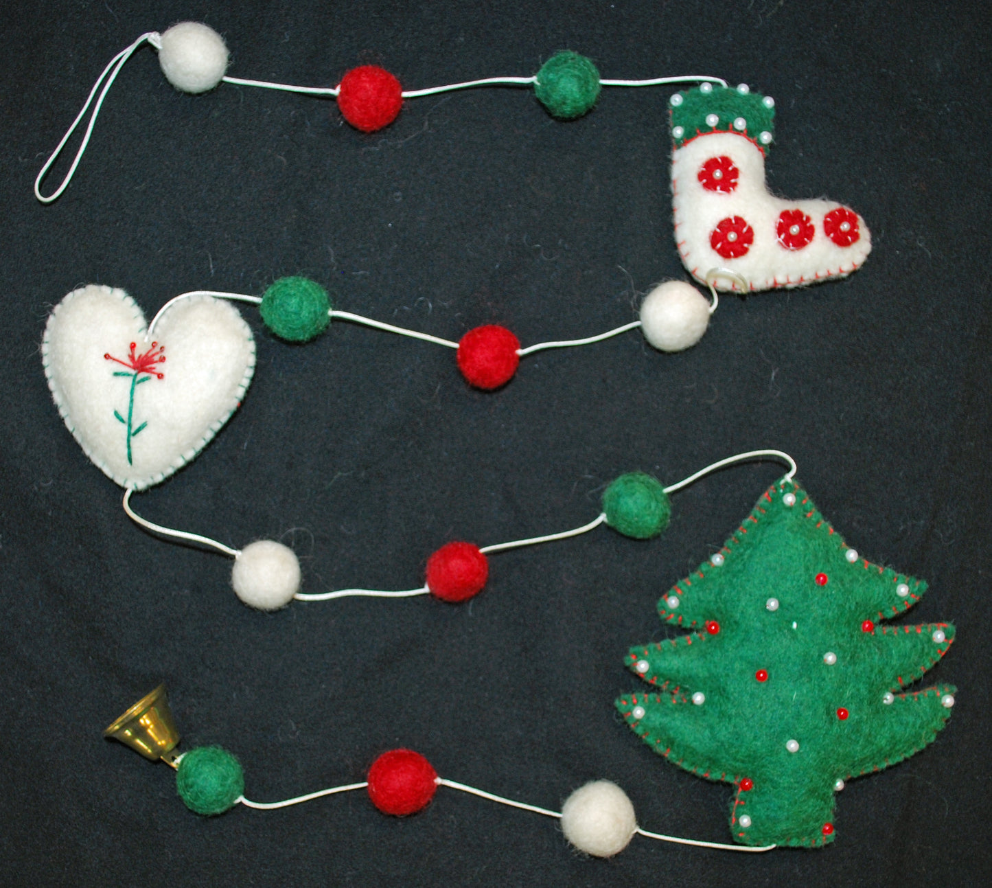 Fair Trade Felt Christmas Heart & Tree Hanging Dangley String