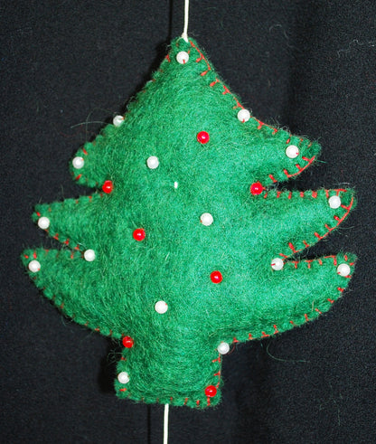 Fair Trade Felt Christmas Heart & Tree Hanging Dangley String