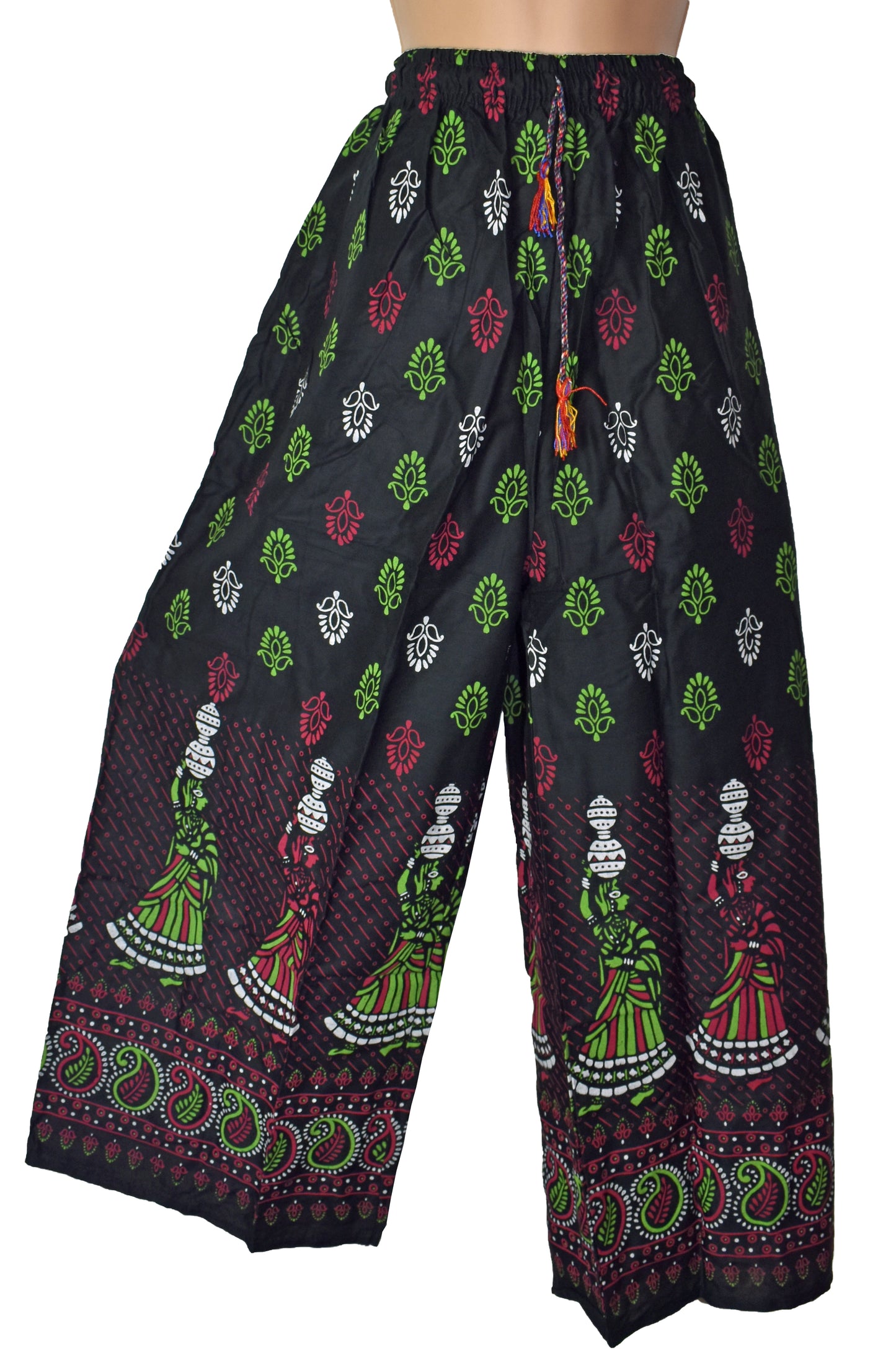 Printed Cotton Wide Leg Trousers