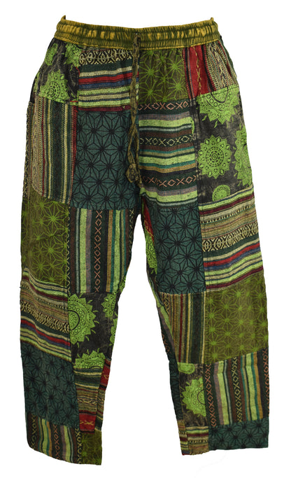 Patchwork Woven Cotton Trousers