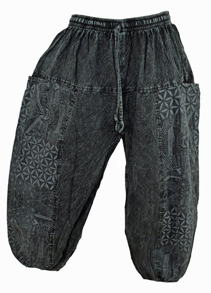 Geometric Print Cotton Harem Trousers