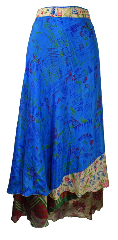 Sari Silk Wrap Skirt L 56"