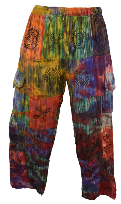 Patchwork Tie Dye Cargo Trousers