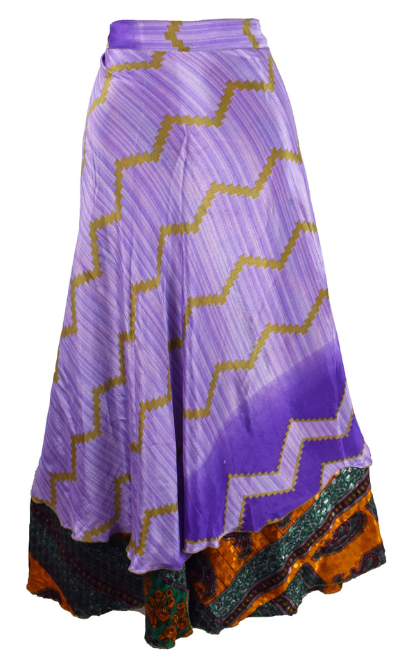 Sari Silk Wrap Skirt M 48