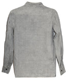 Stonewashed Cotton Full Button Collarless Shirt