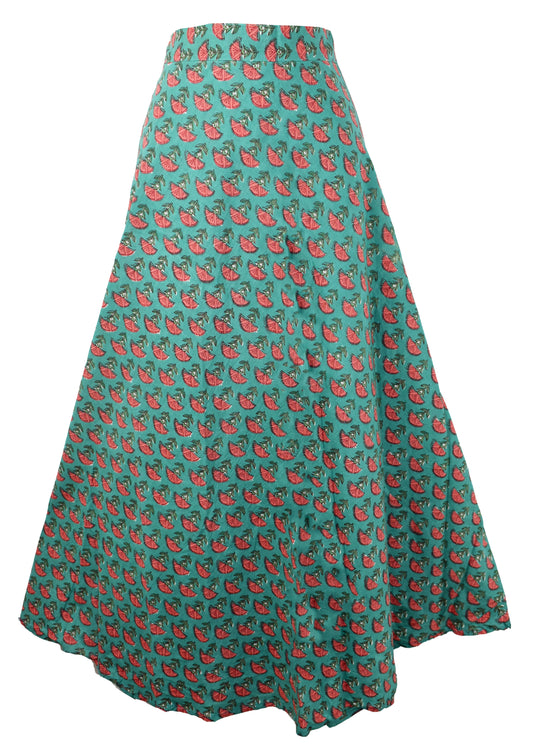Indian Block Print Cotton Wrap Skirt