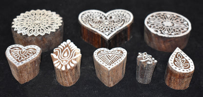 Indian Wood Printing Block Set -  Hearts
