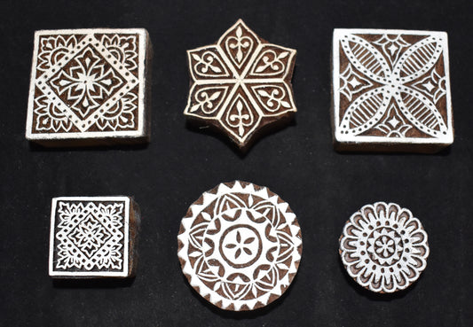 Indian Wood Printing Block Set -  Squares & Circles