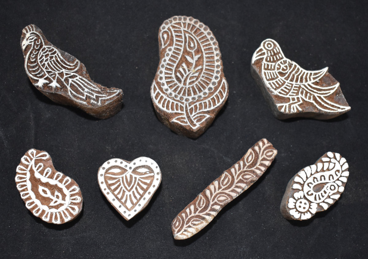 Indian Wood Printing Block Set -  Birds