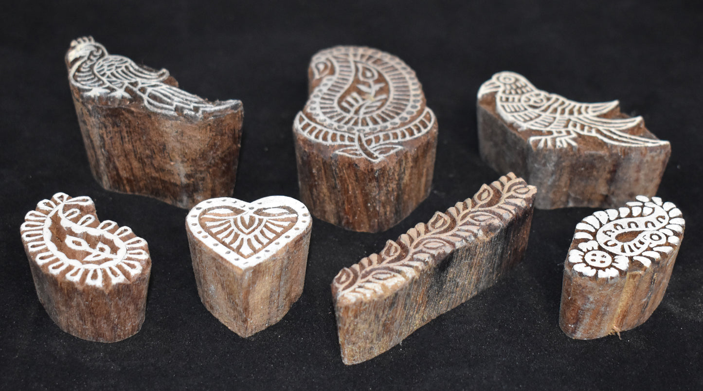 Indian Wood Printing Block Set -  Birds