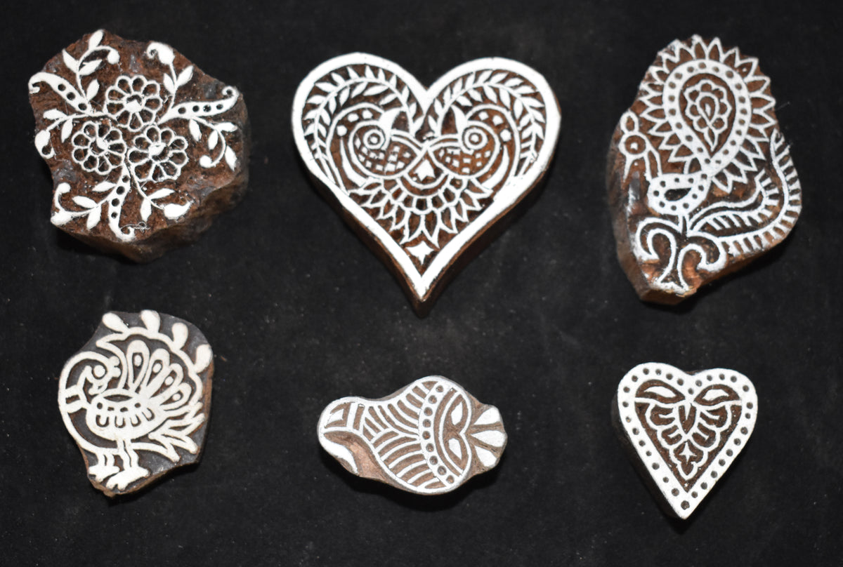 Indian Wood Printing Block Set -  Peacocks