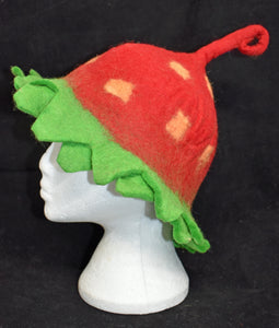 Strawberry Felt Pixie Hat