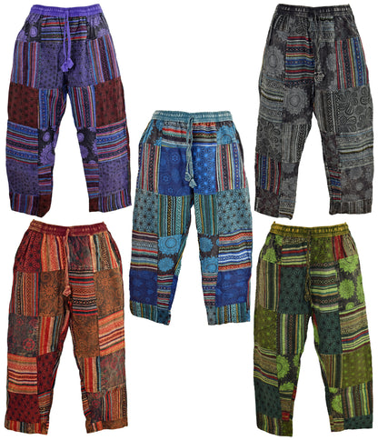Patchwork Woven Cotton Trousers